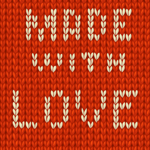 Red knitted pattern with love vector  