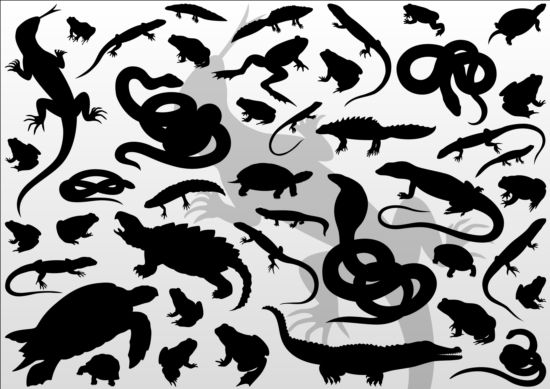 Reptiler silhouetter vektor som 02  