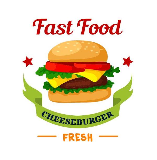 Set of fast food labels design vectors 03  