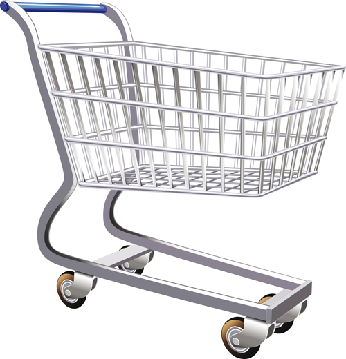 Set of Shopping trolley elements vector graphic 02  