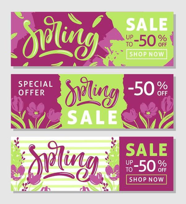 Spring sale sprcial banners template vector 03  