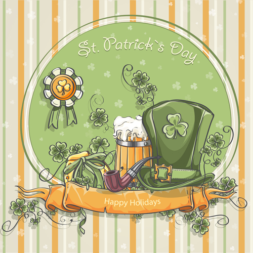 St Patrick Day hand drawn vector background 05  