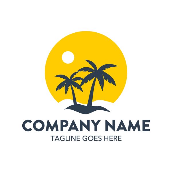 Summer logos with palm tree vectors 01  