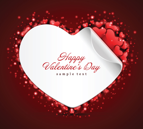 Valentines day card with paper heart vector  