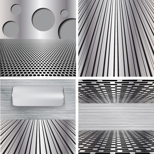 Various metal style background set vector 02  