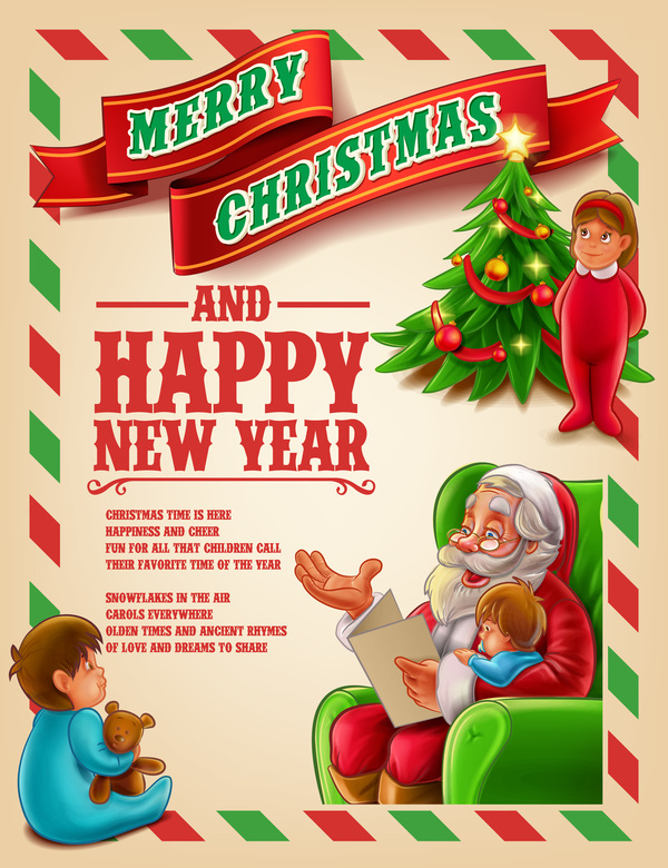 Vector 2017 christmas poster template vector 02  