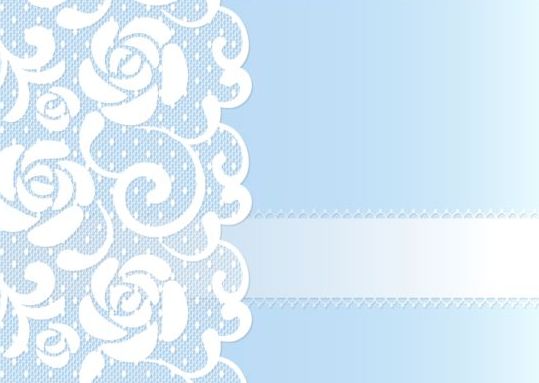 White lace with blue background vector 02  