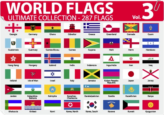 Various of World flags vector set 01  