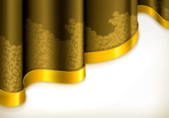 Geel gordijn met gouden decoratieve tape vector  