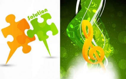 Music with puzzle background vector material  