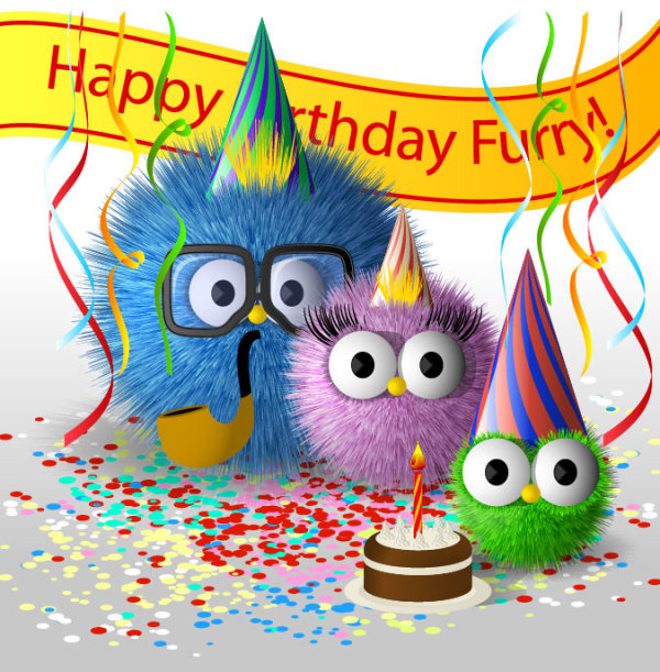 Funny cartoon Happy Birthday cards vector 01  