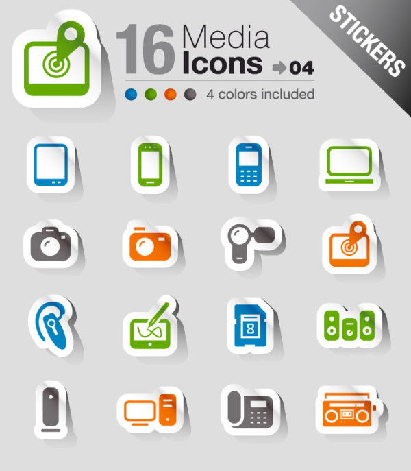 Set of eps Icon stickers elements 02  