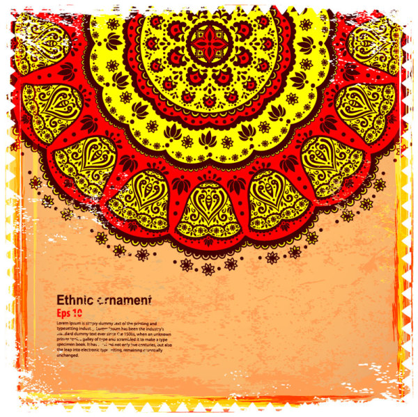 Indian style Floral ornament vector graphics 01  