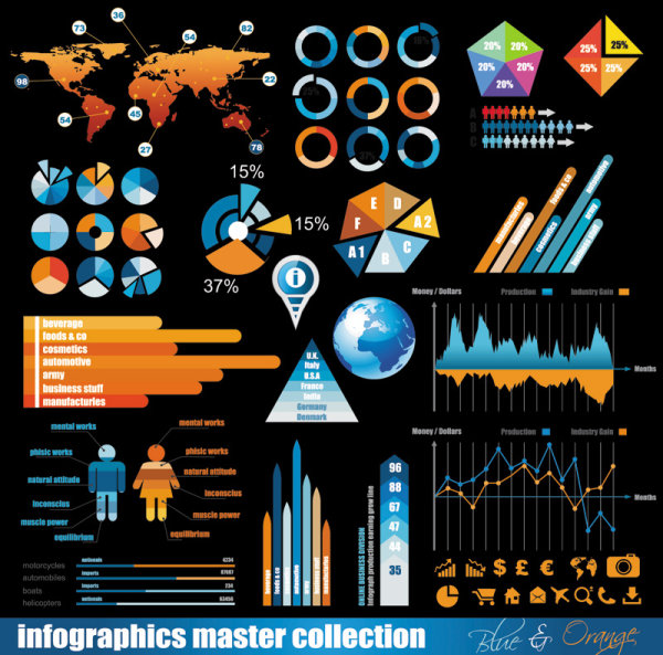 Trade data elements vector graphic  