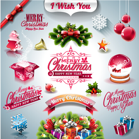 2015 Merry Christmas design elements ornament illustration vector  