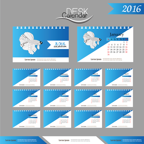 2016 New year desk calendar vector material 11  