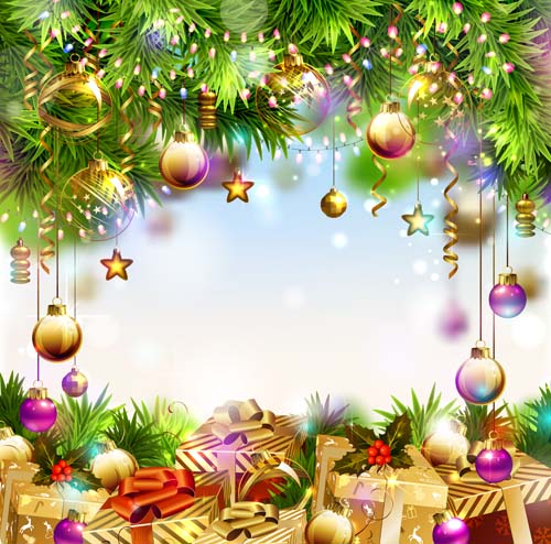 2016 christmas gift with baubles background vector  