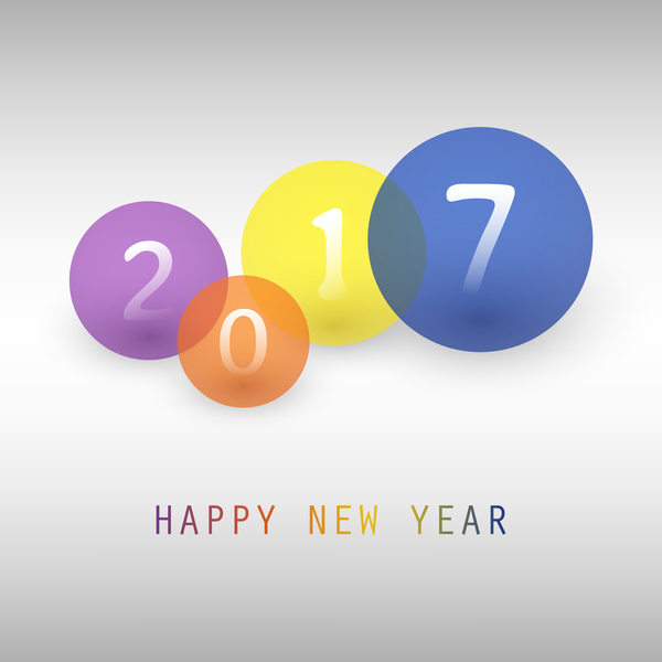 2017 new year background with colored cricle vector  