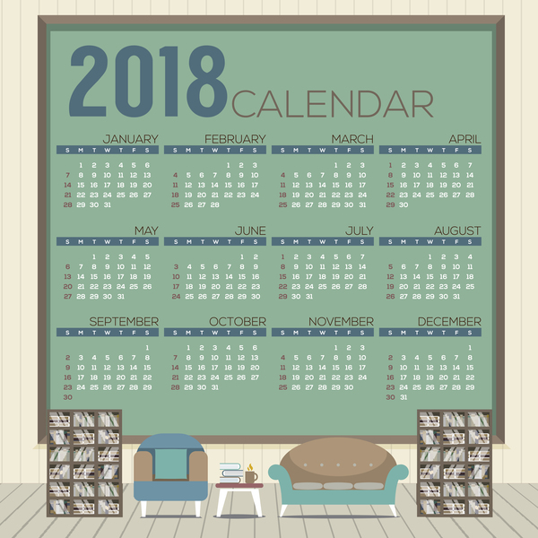 Stadtkalender-Vektorschablone 2018 03  