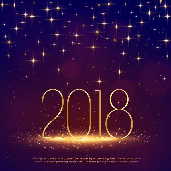 Fond de nouvel an 2018 avec vecteur de lumières étoiles  