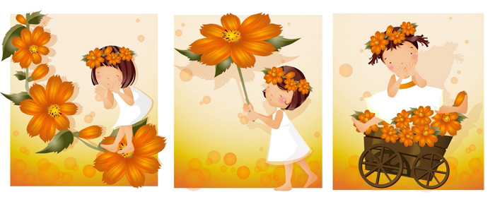 Elements of girl orange daisy master Vector  