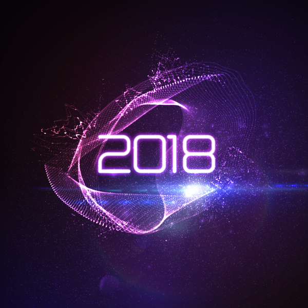 Abstrakte transparente Welle mit Hintergrundvektor 06 des neuen Jahres 2018  