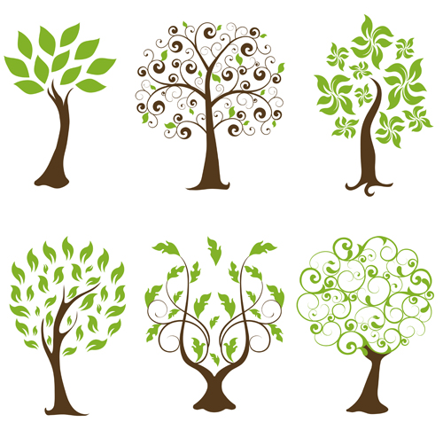 Abstract tree design vector set 02  