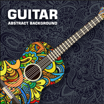 Art guitar abstract background vector 01  