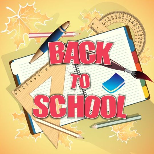 Back to school background with notebook vector 05  