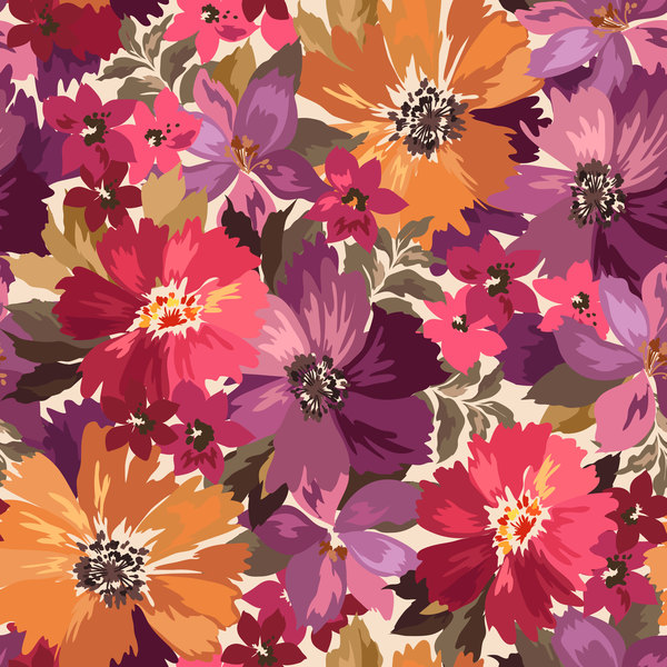 Beautiful watecolor flower pattern seamless vector 04  