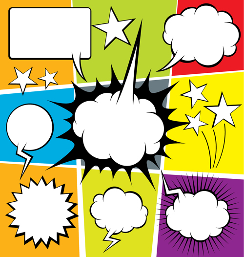 Blank text clouds cartoon styles vector 08  