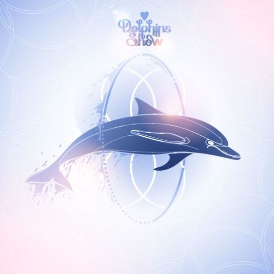 Blå delfin med sommar bakgrund vektor 02  