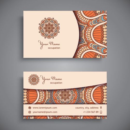 Business card with ethnic pattern vector set 13  