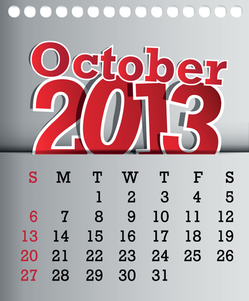 Calendar October 2013 design vector graphic 10  