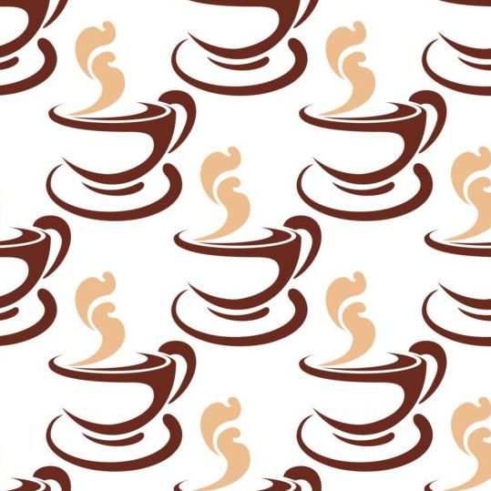카푸치노 커피 완벽 한 패턴 벡터 자료 02  