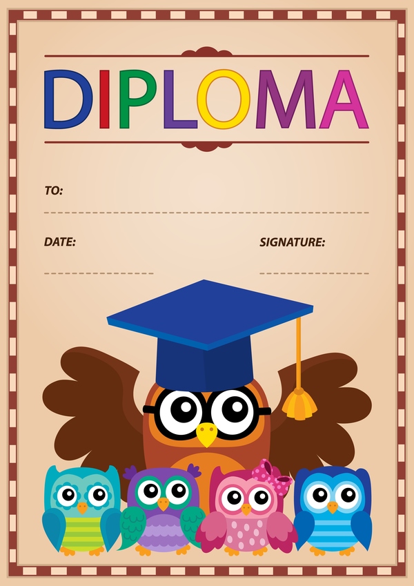 Cartoon styles diploma theme template vectors 04  