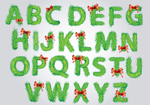 Christmas alphabet letters design vector set 01  