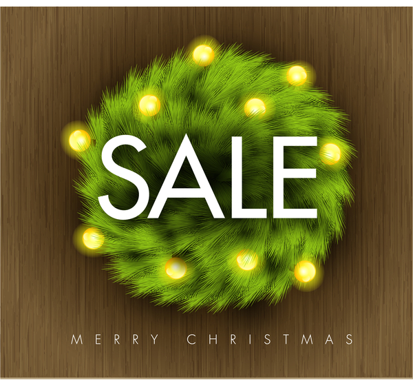 Kerst verkoop ontwerp met houten achtergrond vector  