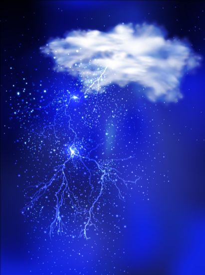 Nuvole con fulmine Flash vettore di sfondo 01  
