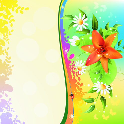 Vector of Color Spring flower Backgrounds 02  