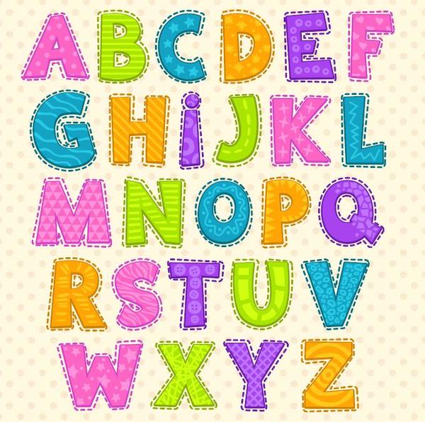 Colored cute alphabet vector  
