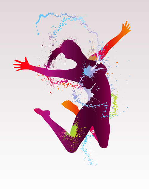 Colorful pint with dancers vector material 07  