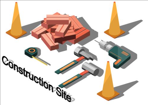 Construction site isometry infographic vector 07  