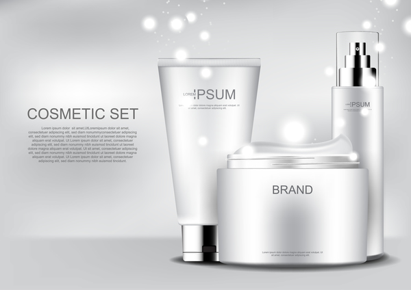 Cosmetic products with snow and poster template vector  