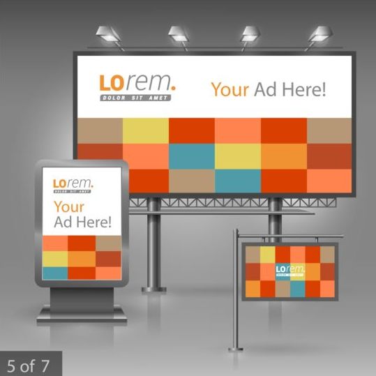Creative billboard sign and light box design vector 03  