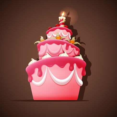 Cute birthday cakes free vector background 01  