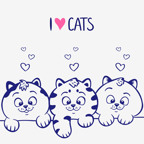 Cute blue cats vector graphic  