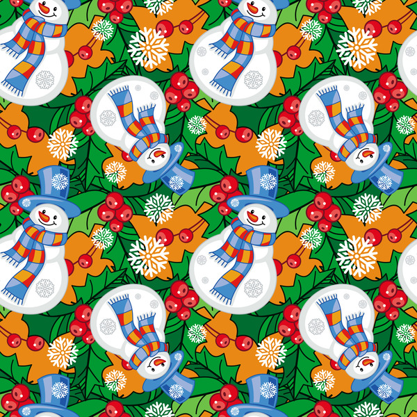 かわいい雪だるまクリスマスのシームレスなパターン ベクトル 05  