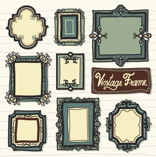 Cute vintage frame vector graphics  