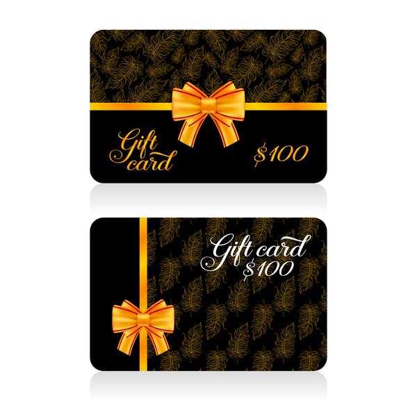 Dark Gift Card met gouden boog vector tamplate 02  